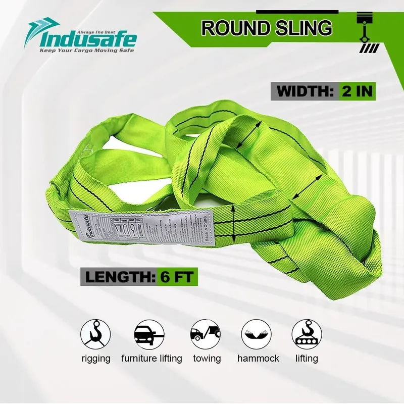 Строп 2PK 4FT Endless Round Lifting Sling Tow Wrecker Heavy Duty Recovery Strap 