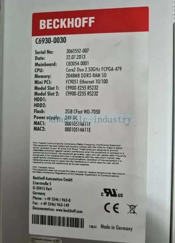 Промышленный компьютер Beckhoff C6930-0030 Industrial computer