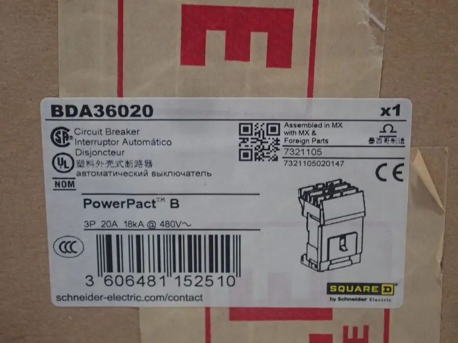 Автоматический выключатель Square D BDA36020 3 Pole 20 Amp 18KA@480V PowerPact C