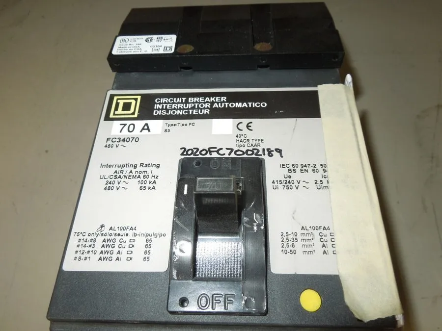 Автоматический выключатель Square D FC34070 70A 3P 480V I-Line Molded Case Circu
