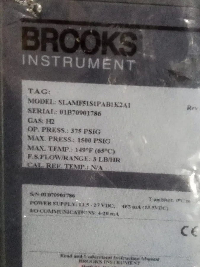 Контроллер Brooks Instrument Mass Flow Controller SLA5851S1PAB1B2A — фото лота 1