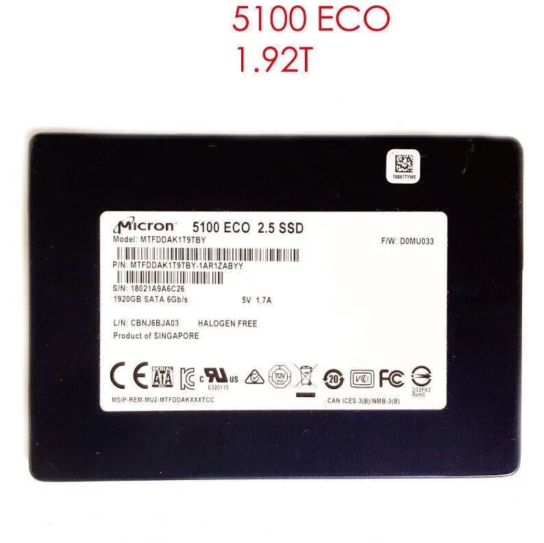SSD-накопитель Micron 1.92TB 5100 Eco 2.5" SSD MTFDDAK1T9TBY eTLC SATA III 6Gbps
