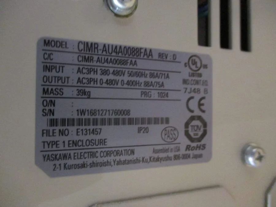 Частотный преобразователь YASKAWA A1000 AC Drive CIMR-AU4A0088FAA
