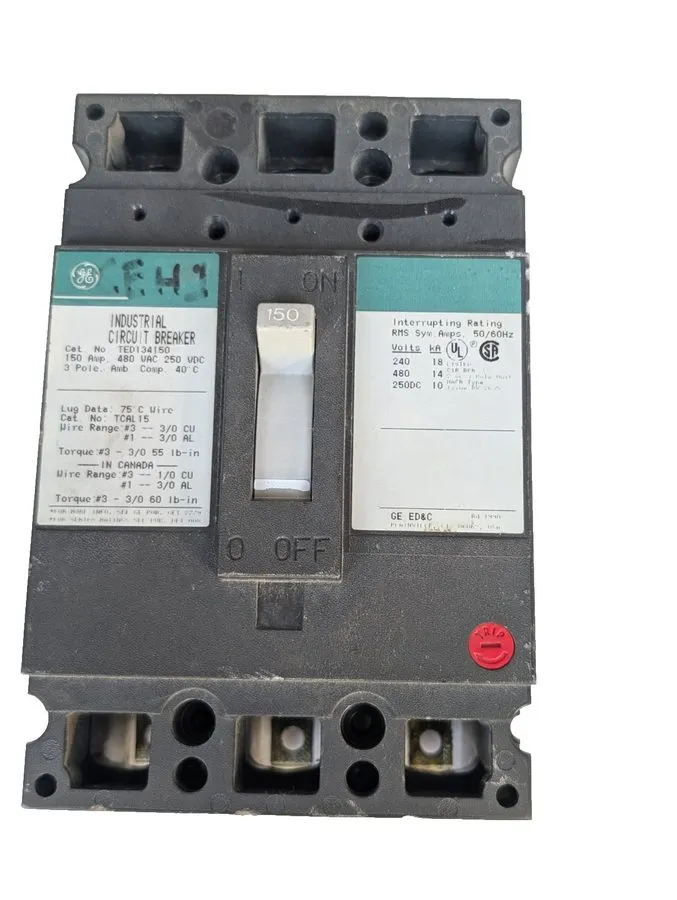 Автоматический выключатель GE TED134150 150 Amp 3 Pole 480V TED Circuit Breaker 