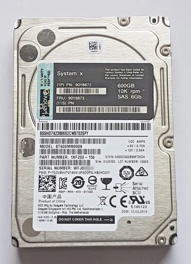 Жёсткий диск Lenovo IBM Seagate 600GB 2.5" 10K 6G SAS HDD ST600MM0006 90Y8873 90