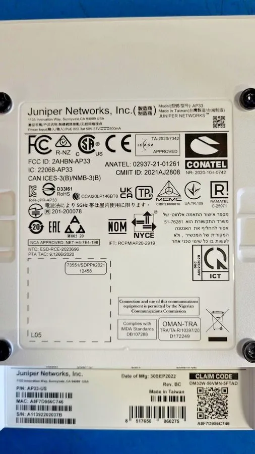 Точка доступа Juniper Networks Wireless Access Point White P/N AP33-US