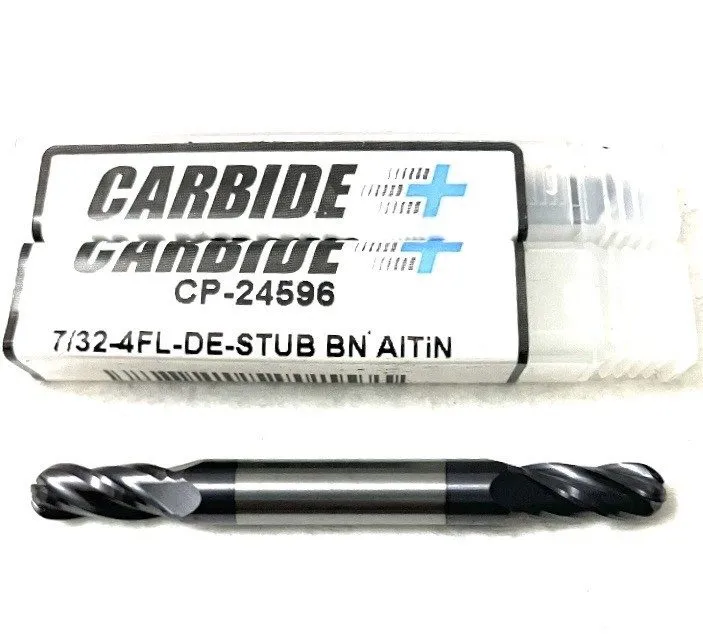 Режущий инструмент Carbide Plus CP-24596 7/32" 4FL DE Ball Nose Stub End Mill Ca — фото лота 2