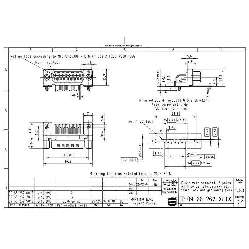 Разъём HARTING Male Connector 09662627813 15-pin