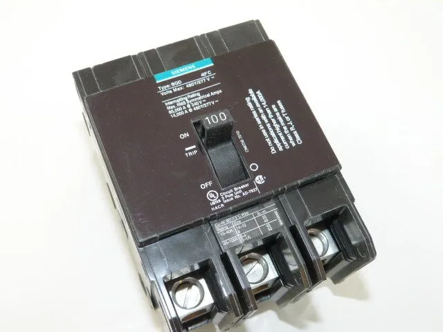 Автоматический выключатель Siemens BQD BQD3100 3 Pole 100 Amp 480V Circuit Break