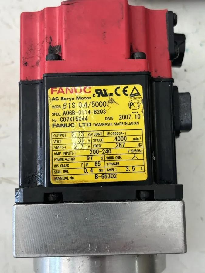 Серводвигатель Fanuc AC Servo Motor BiS 0.4/5000 A06B-0114-B203 — фото лота 1
