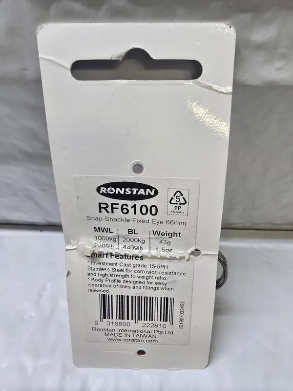 Такелажная скоба Ronstan RF6100 Snap Shackle Fixed Eye 66mm