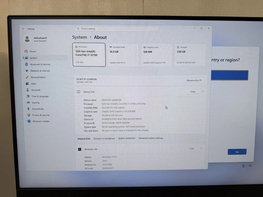Dell Optiplex 7400 AIO Intel i7-12700 16GB Webcam 256GB NVMe WiFi