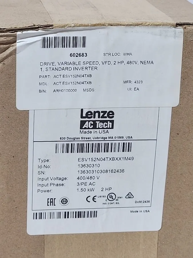 Частотный преобразователь Lenze AC Tech 2HP 480VAC ESV152N04TXB Variable Frequen