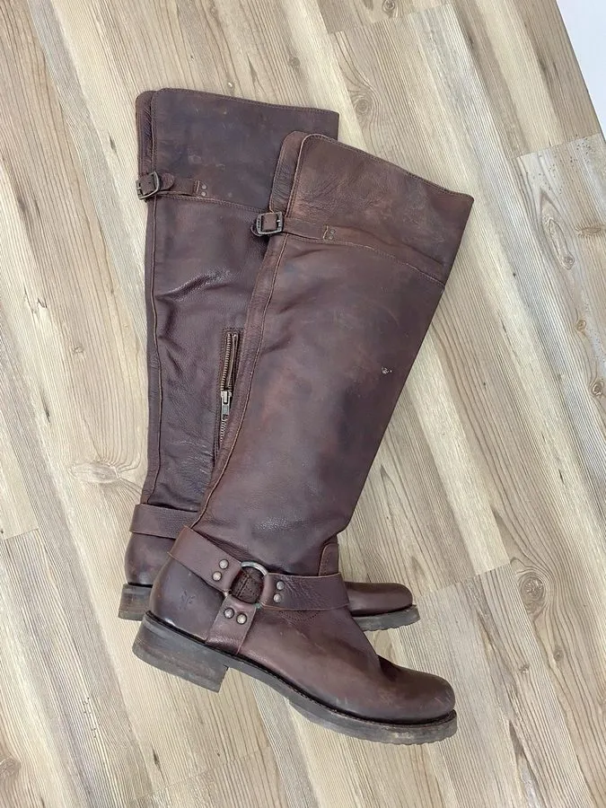 Жгут проводов FRYE Women’s 3476551 Brown Harness Tall Leather Riding Boots Size  — фото лота 1