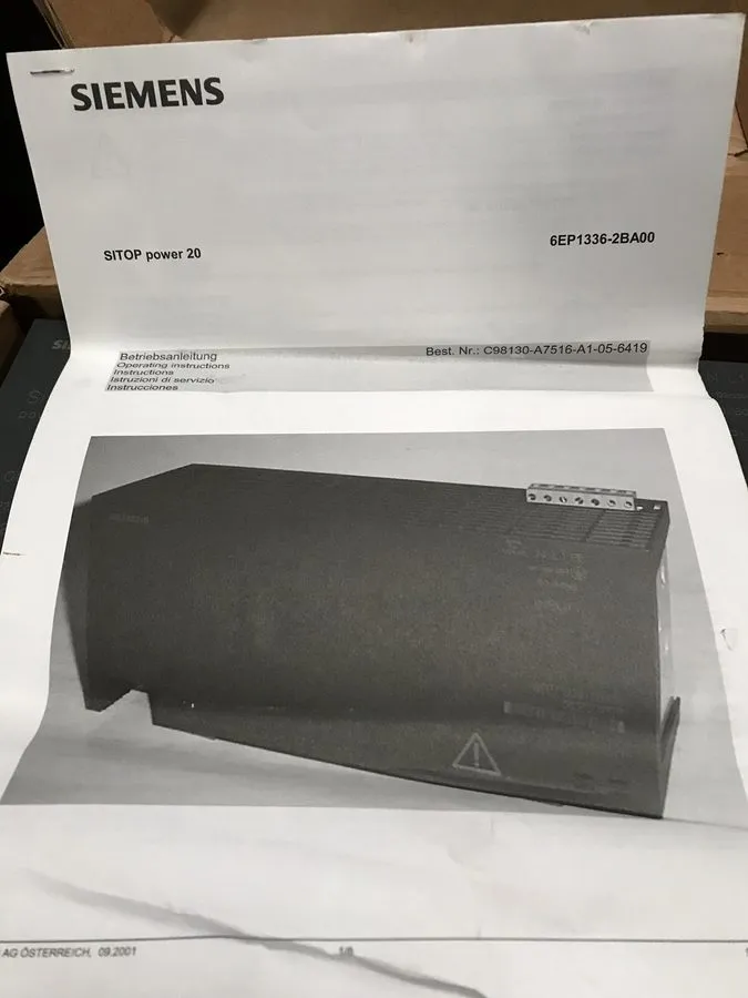 Блок питания Siemens SITOP Power Supply 6EP1336-2BA00, 20 AMP 24VDC — фото лота 1