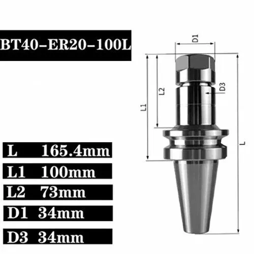 Патрон Collet Chuck Tool Holder BT40-ER20-100L High‑Accuracy — фото лота 1