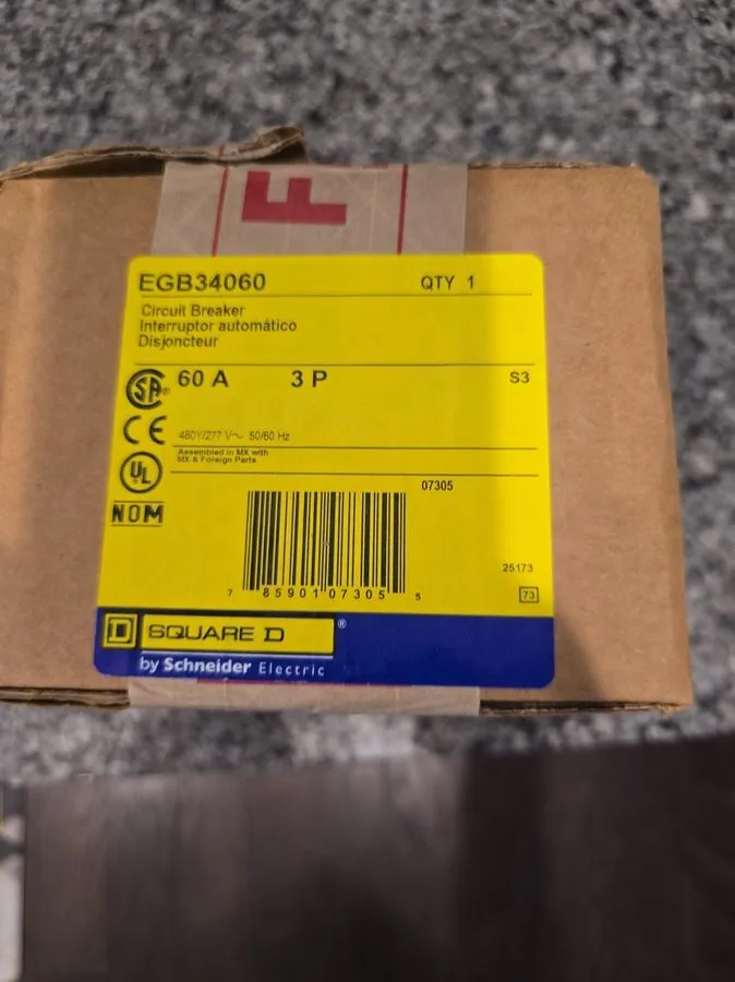 Автоматический выключатель EGB34100 Square D 100 Amp 480V 3 Pole Bolt On Circuit
