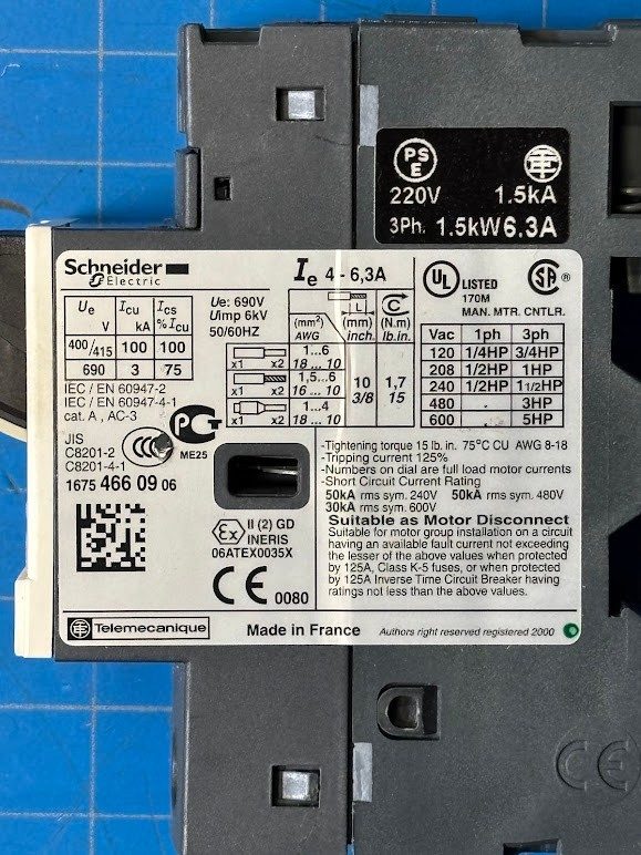Автоматический выключатель Schneider Electric GV2ME10 Manual Motor Circuit Break