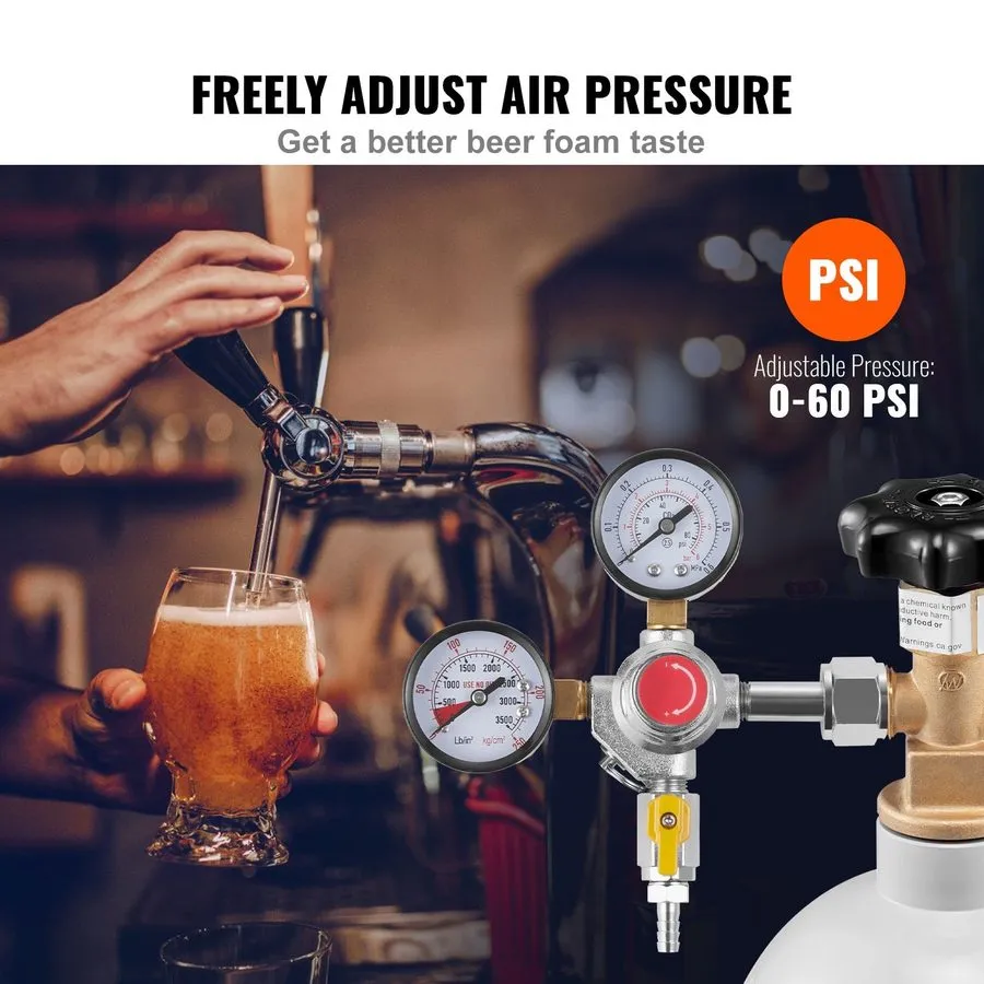 Трубопроводная арматура CO2 Gas Regulator Brass Double Gauge 0-60 PSI CGA320 w/ 