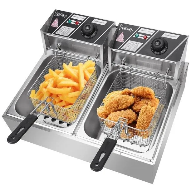 Фритюрница Commercial Electric Dual Tank Deep Fryer 22.8QT 3400W with Baskets ET