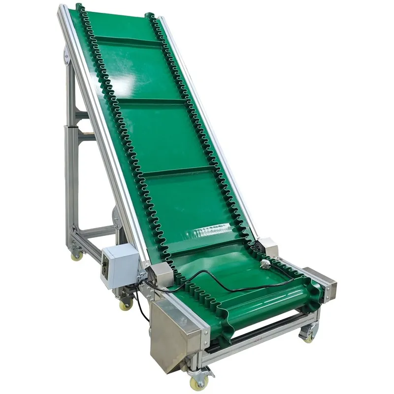 Конвейер 110V 15.7in Electric Green PVC Apron Belt Climbing Conveyor Adjustable 
