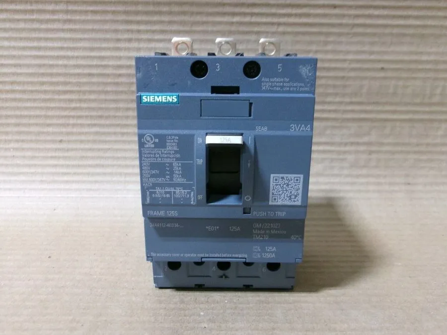 Автоматический выключатель Siemens 3VA4112-4ED34-0AA0 3 Pole, 125 Amps, 480 Volt