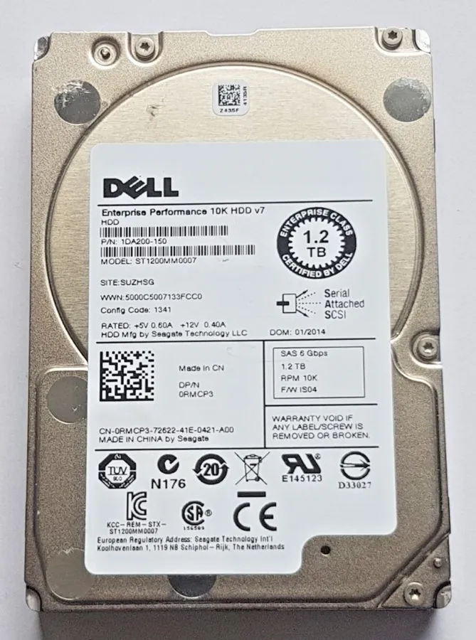 Жёсткий диск DELL 0RMCP3 1.2TB 10K 2.5‘’ 6Gbps SAS ENT HDD ST1200MM0007 Hard Dri
