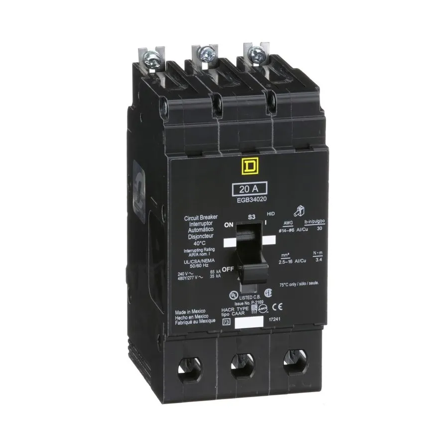 Автоматический выключатель Square D EGB EGB34020LC 3 Pole 20 Amp 480v Circuit Br