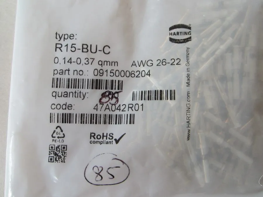 Электронный компонент 10x 09150006201 HARTING R15-BU-C Contact Crimp Socket 16 A