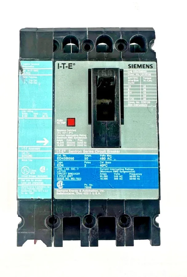 Автоматический выключатель Siemens ED43B050 Sentron Series Circuit Breaker 50A 3