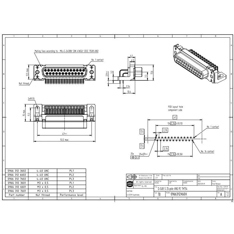 Разъём HARTING Female Connector 09663126602