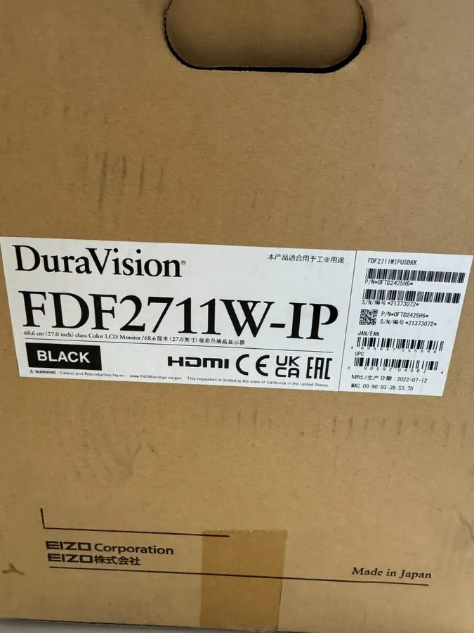 Монитор EIZO DuraVision FDF2711W-IP 27" LCD IP Monitor UNOPENED