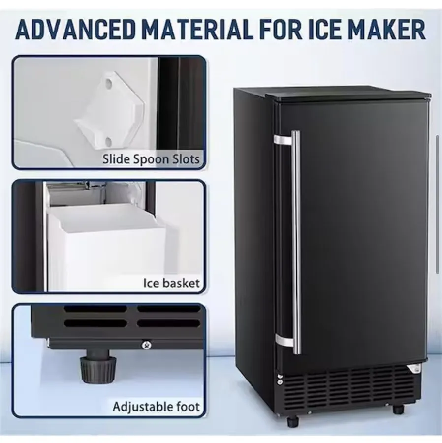 Льдогенератор Commercial Ice Maker, 80lbs/Day, 25 Lbs Ice Bin, 40 Ice Cubes/Cycl