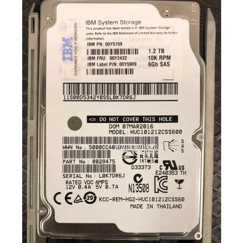 Жёсткий диск IBM 00Y5709 1.2TB 00Y2432 00Y5909 10K 6Gbs 2.5'' SAS Hard Drive HDD