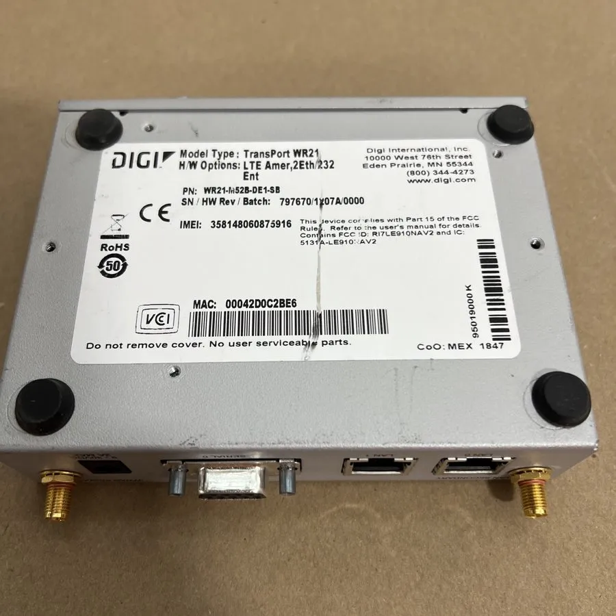 Маршрутизатор Digi Transport WR21-M52B-DE1-SB Cellular Router AC — фото лота 1