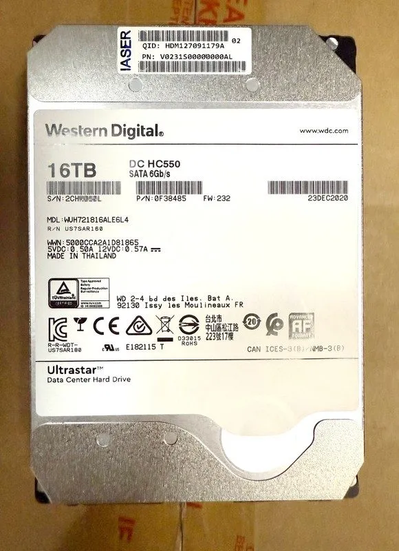 Жёсткий диск WD WUH721816ALE6L4 16TB SATA Ultrastar DC HC550 3.5" LFF Hard Drive