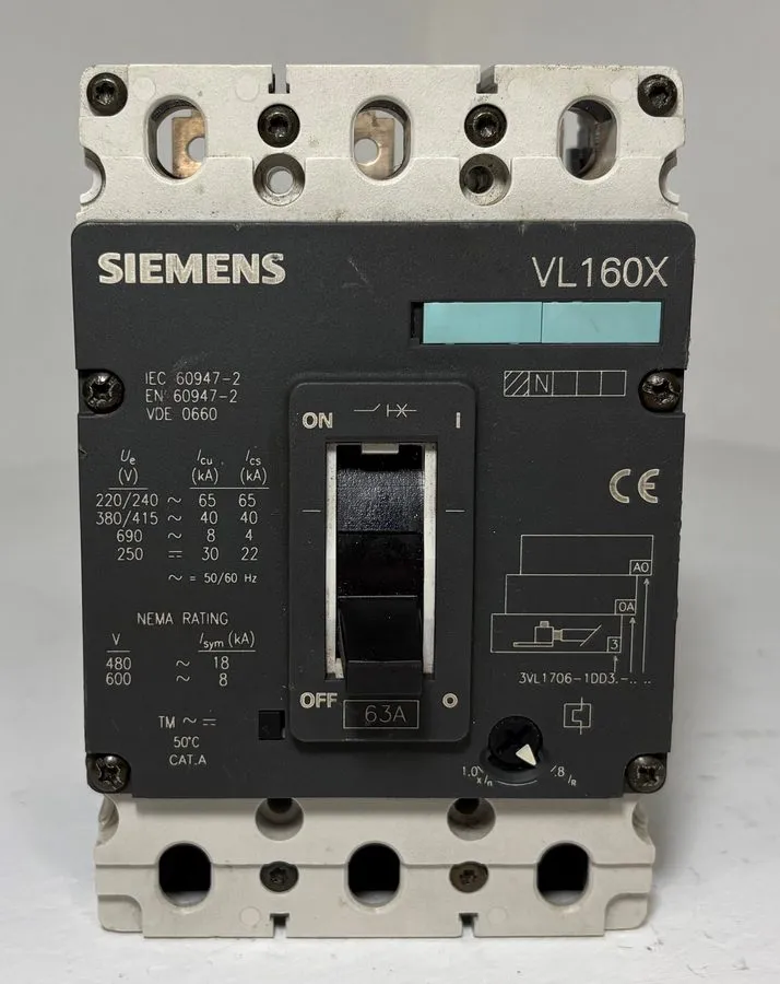 Автоматический выключатель Siemens Circuit Breaker 3VL1706-1DD33-0AA0 VL160X N 6