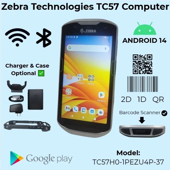 Сканер штрих-кода Zebra TC57 TC57HO Android 14 Mobile Scanner 4GB/32GB Barcode T — фото лота 1