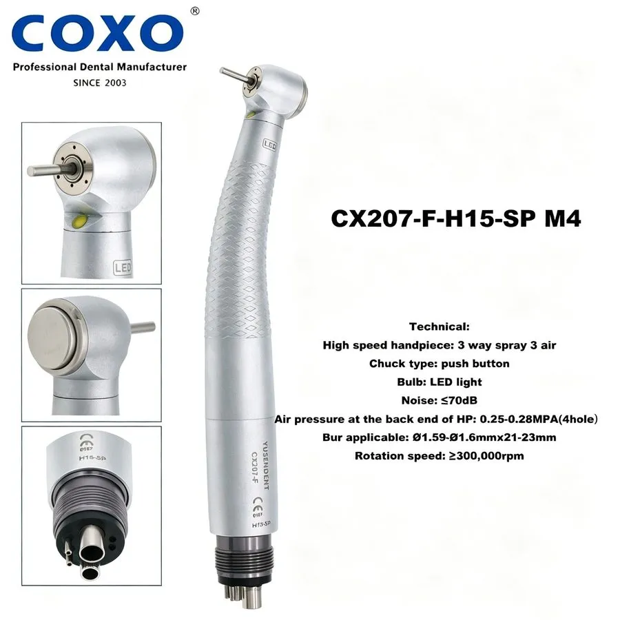 Стоматологический наконечник COXO Dental Handpiece 4 Hole LED E Generator CX207- — фото лота 4