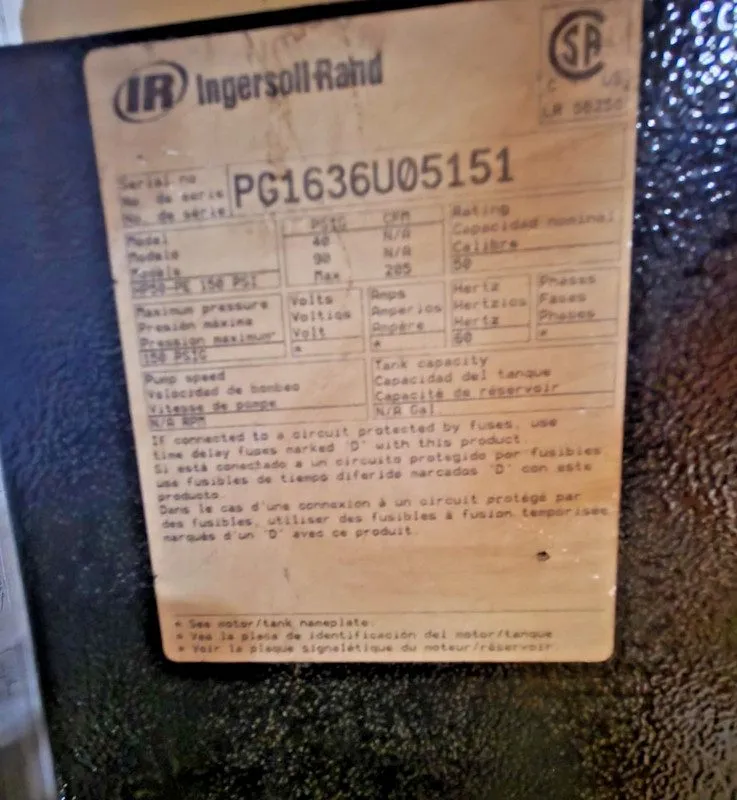 Компрессор Ingersoll Rand SSR UP6-50-125 50HP Rotary Air Compressor — фото лота 1