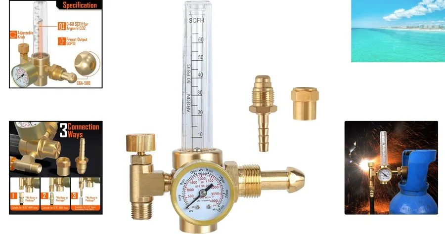 Расходомер Argon/CO2 Mig Tig Flow Meter Gauge Welding Weld, CGA580 Inlet Gas Reg