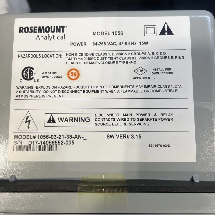 Датчик 1056 1056-03-21-38-AN EMERSON ROSEMOUNT ANALYZER 84-265 VAC — фото лота 1