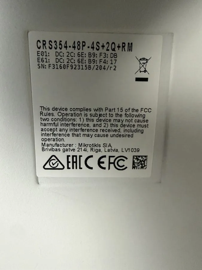 Коммутатор Mikrotik CRS354-48G-4S+2Q+RM Cloud Router Switch Guaranteed