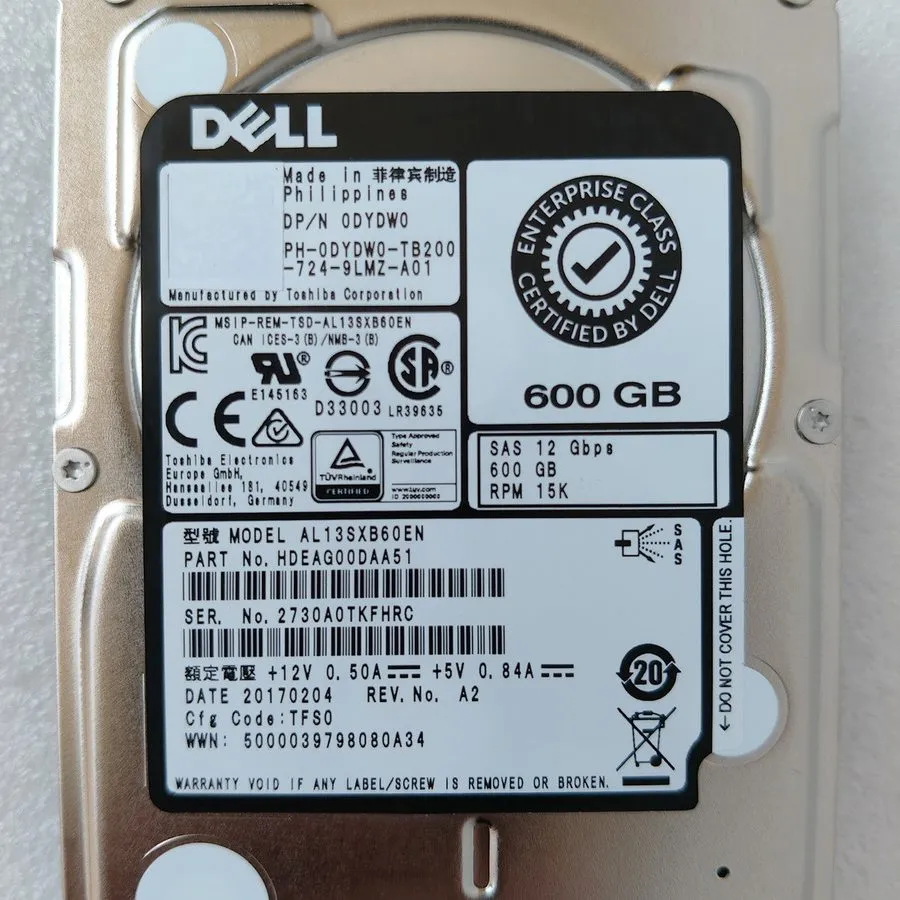 Жёсткий диск Dell 600GB 15K 2.5 Enterprise Class SAS 12Gb/s HDD 512N AL13SXB60EN