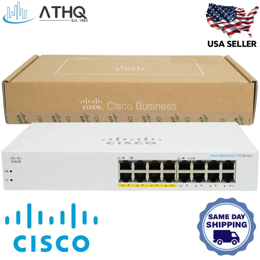 Коммутатор Cisco CBS110-16PP 16-Port Gigabit Unmanaged PoE Switch 8x PoE 64W 1U 
