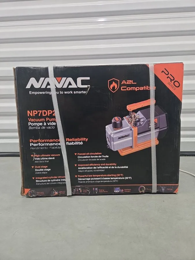 Насос NAVAC NP7DP2 Pro 7 CFM Dual-Stage Vacuum Pump A2L R32 Compatible HVAC 3/4