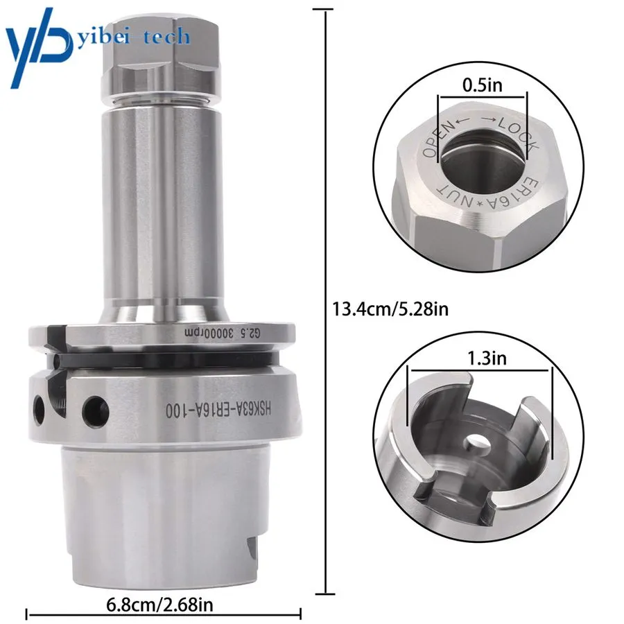 Режущий инструмент HSK63A-ER16A-100 Collet Chuck Tool Holder CNC Machine HSK 63A