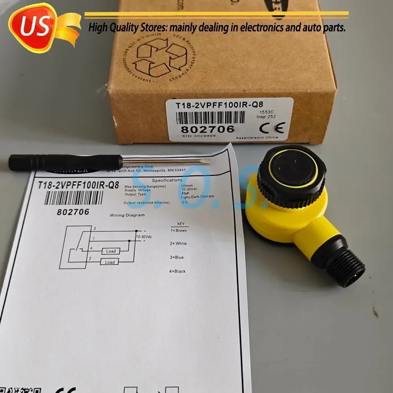 Фотоэлектрический датчик Banner Photoelectric Sensor T18-2VPFF100IR-Q8 10-30VDC