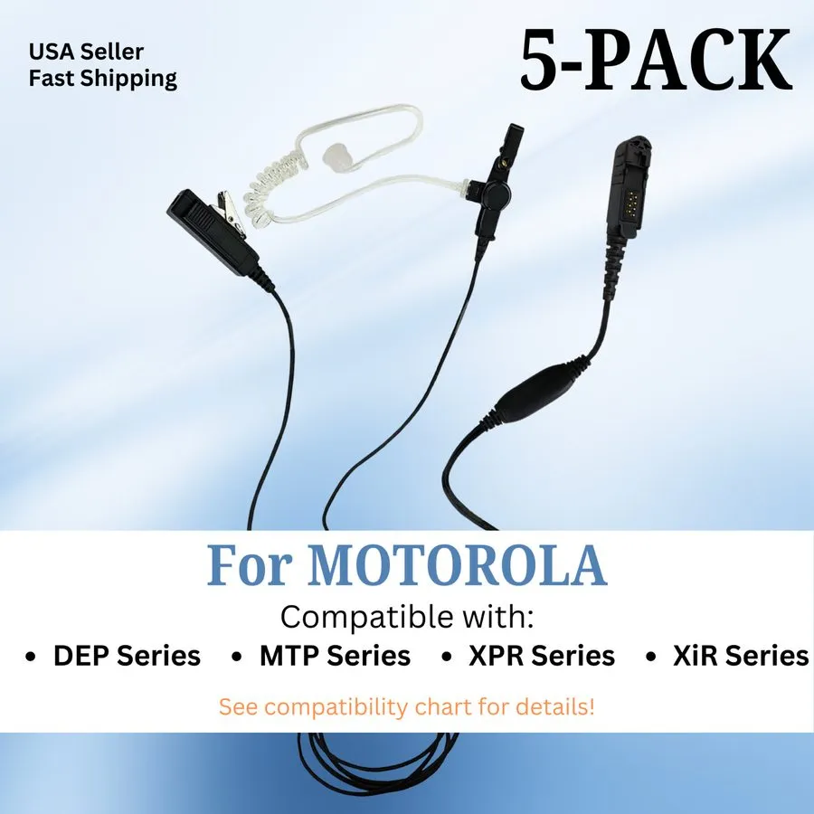 Зарядное устройство 5x PTT Acoustic 2-Wire Earpiece для Motorola Radios XPR3300e