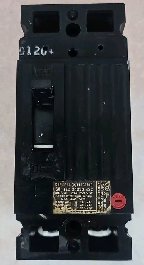 Автоматический выключатель GE TED124020 20A 2-Pole 480V AC E-Frame Circuit Break